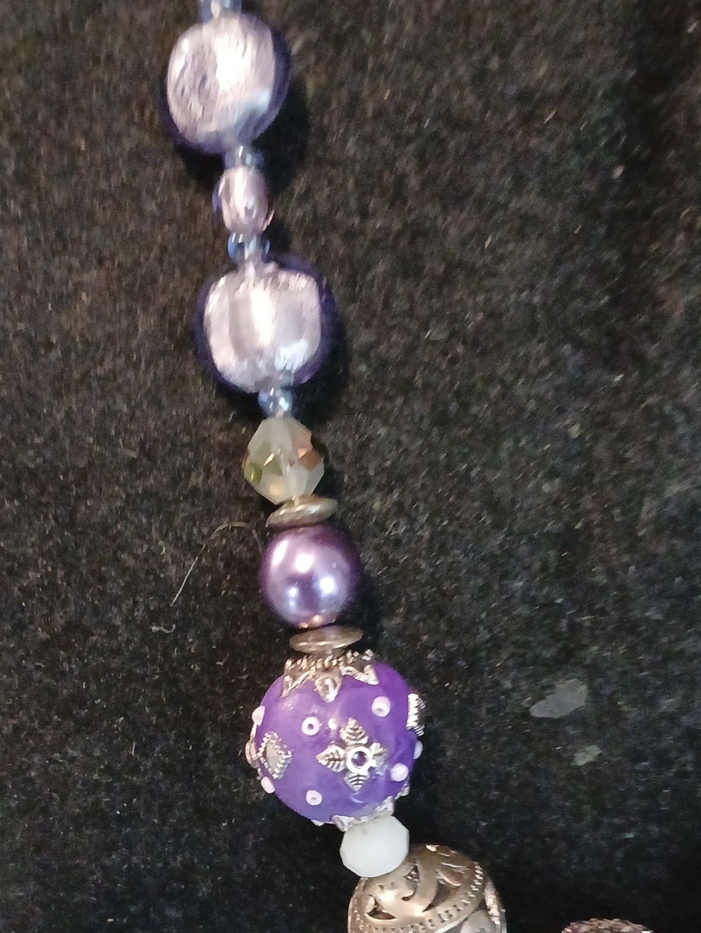 Purple Beaded Statement Necklace - Picture 3 of 4